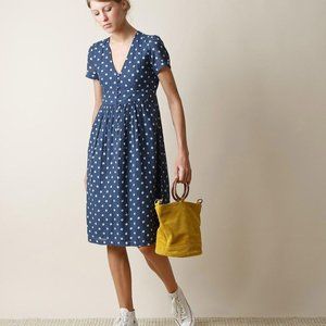 Indi&Cold Blue Polka dot Midi Dress